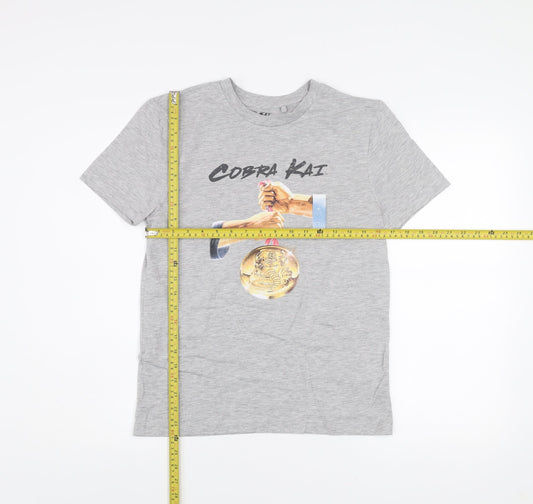 Cobra Kai Men's Grey Crew Neck Graphic T-Shirt Size S