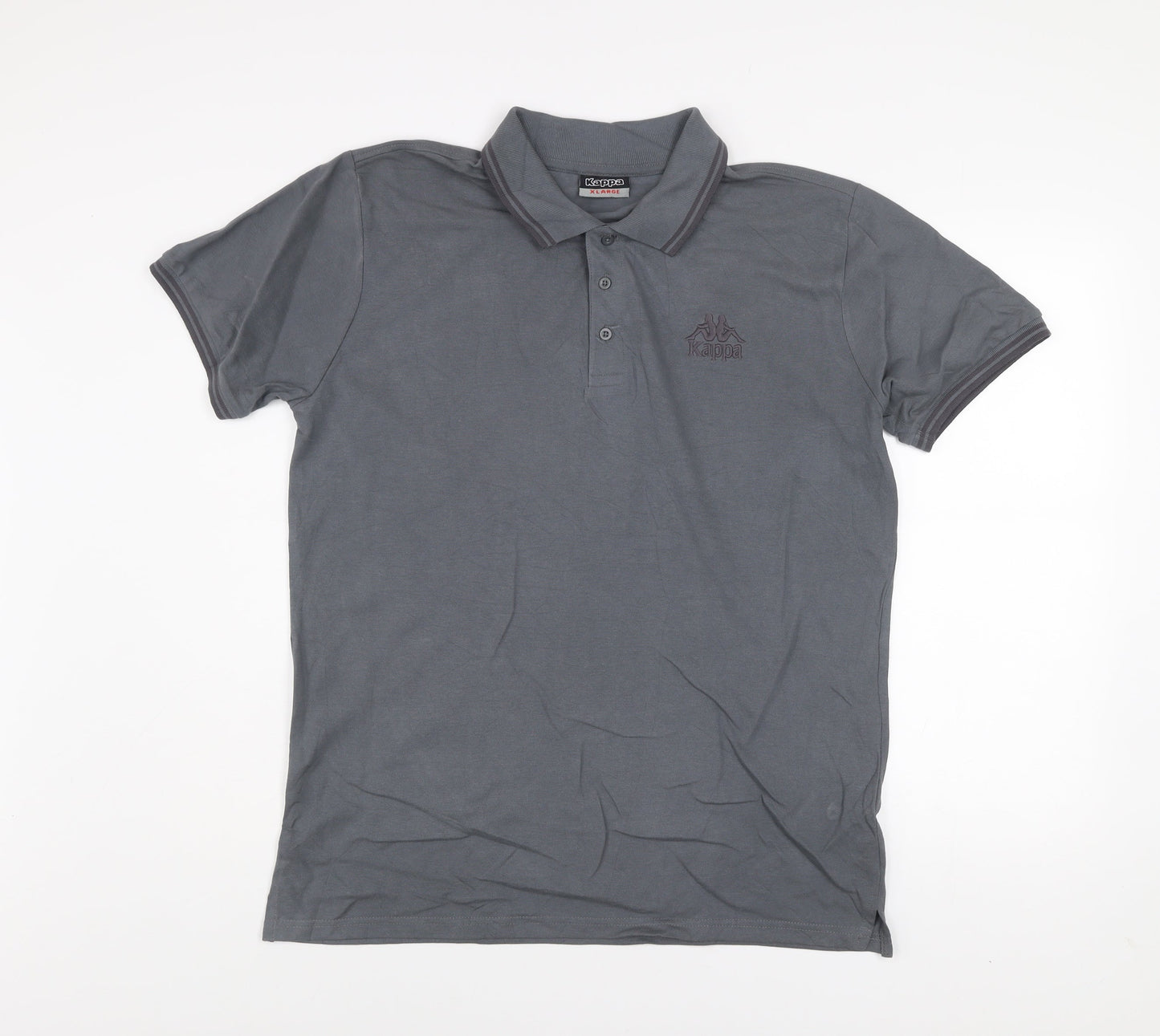 Kappa Men’s Grey Short Sleeve Polo Shirt XL Cotton Casual