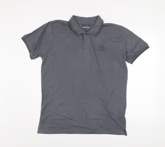 Kappa Men’s Grey Short Sleeve Polo Shirt XL Cotton Casual