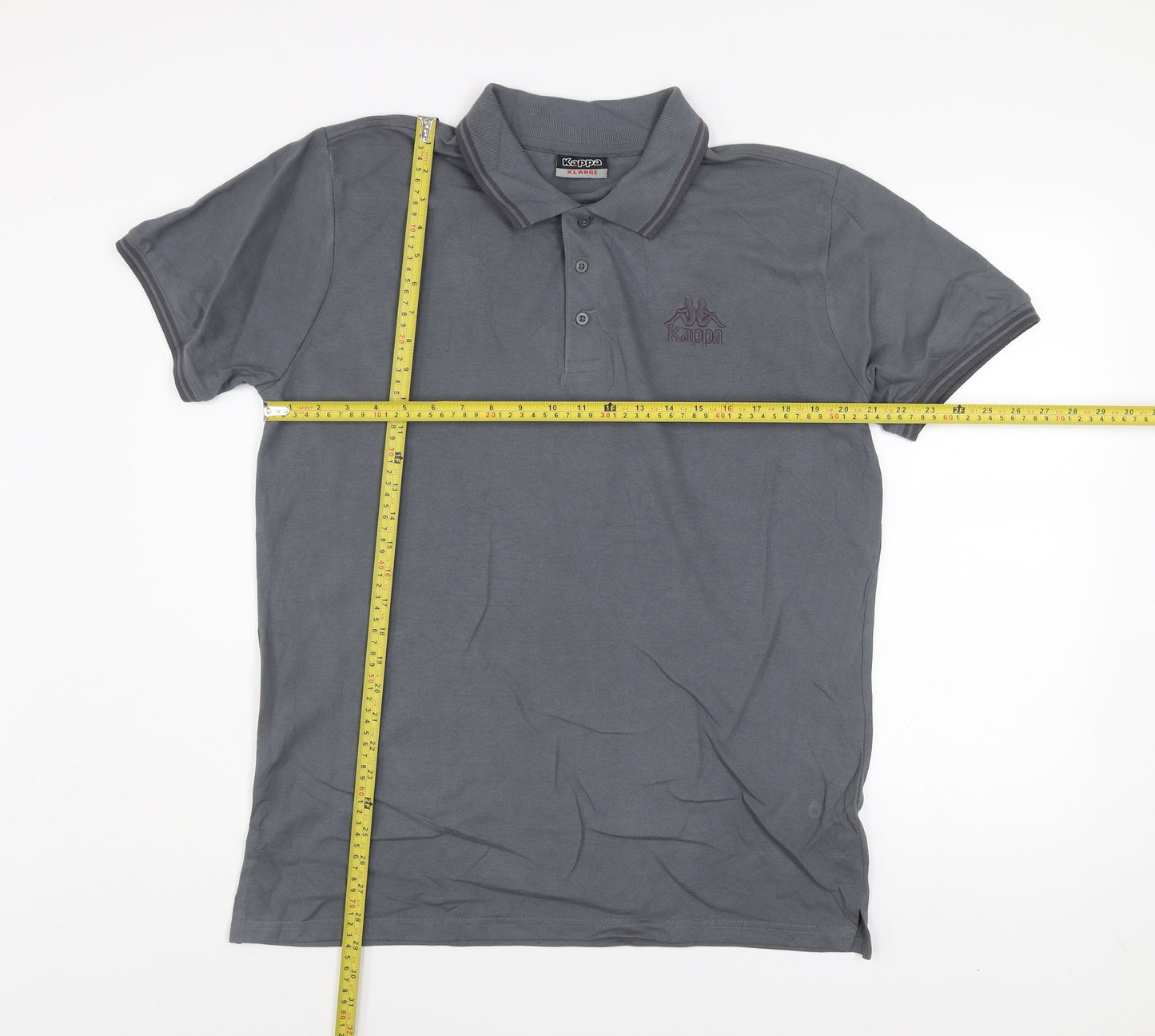 Kappa Men’s Grey Short Sleeve Polo Shirt XL Cotton Casual