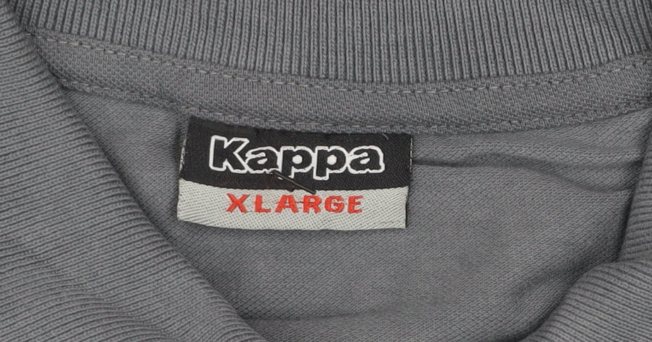 Kappa Men’s Grey Short Sleeve Polo Shirt XL Cotton Casual