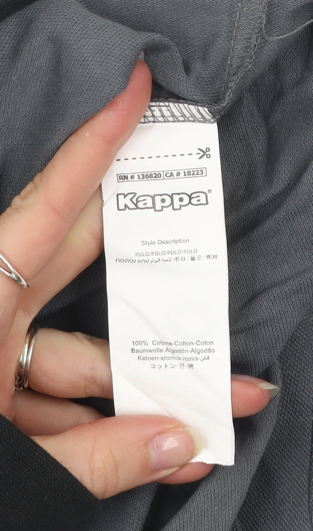 Kappa Men’s Grey Short Sleeve Polo Shirt XL Cotton Casual
