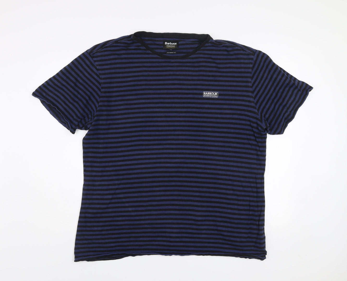 Barbour International Men’s Blue Striped 2XL Tailored Fit Cotton T-Shirt