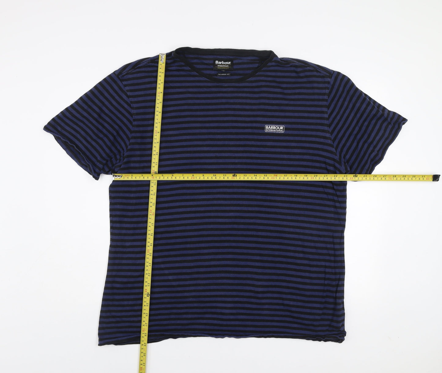 Barbour International Men’s Blue Striped 2XL Tailored Fit Cotton T-Shirt