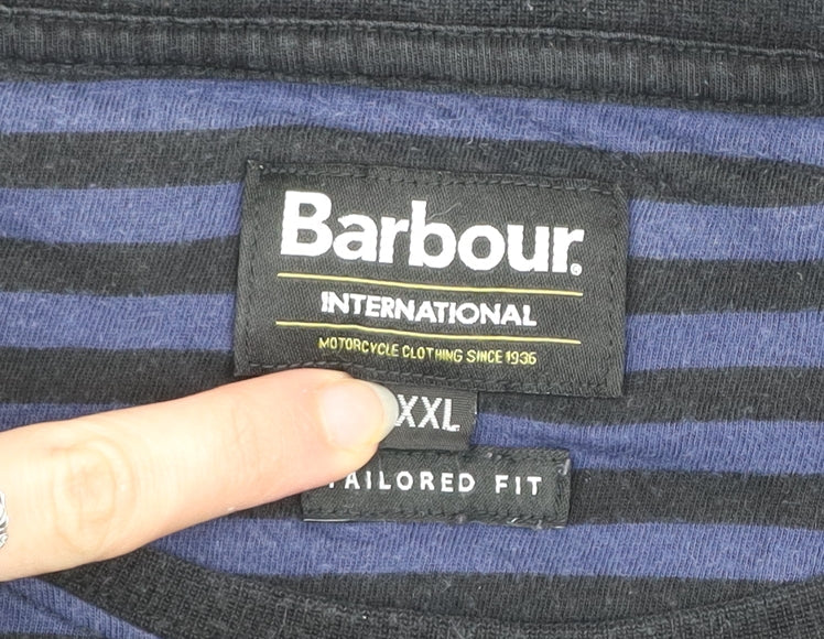 Barbour International Men’s Blue Striped 2XL Tailored Fit Cotton T-Shirt