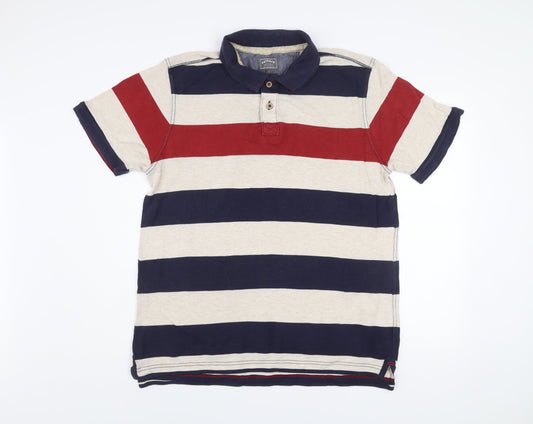 FatFace Men’s Multicoloured XL Striped Cotton Polo Shirt