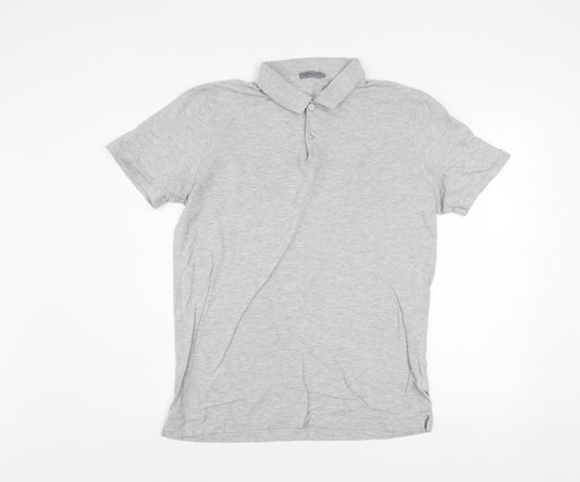 Calvin Klein Jeans Men's Grey Cotton Polo Shirt Size L Classic Fit