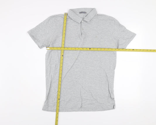 Calvin Klein Jeans Men's Grey Cotton Polo Shirt Size L Classic Fit