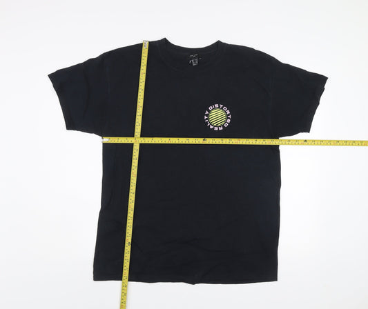 New Look Men's Black Medium Graphic Print T-Shirt - Distorted Reality Style