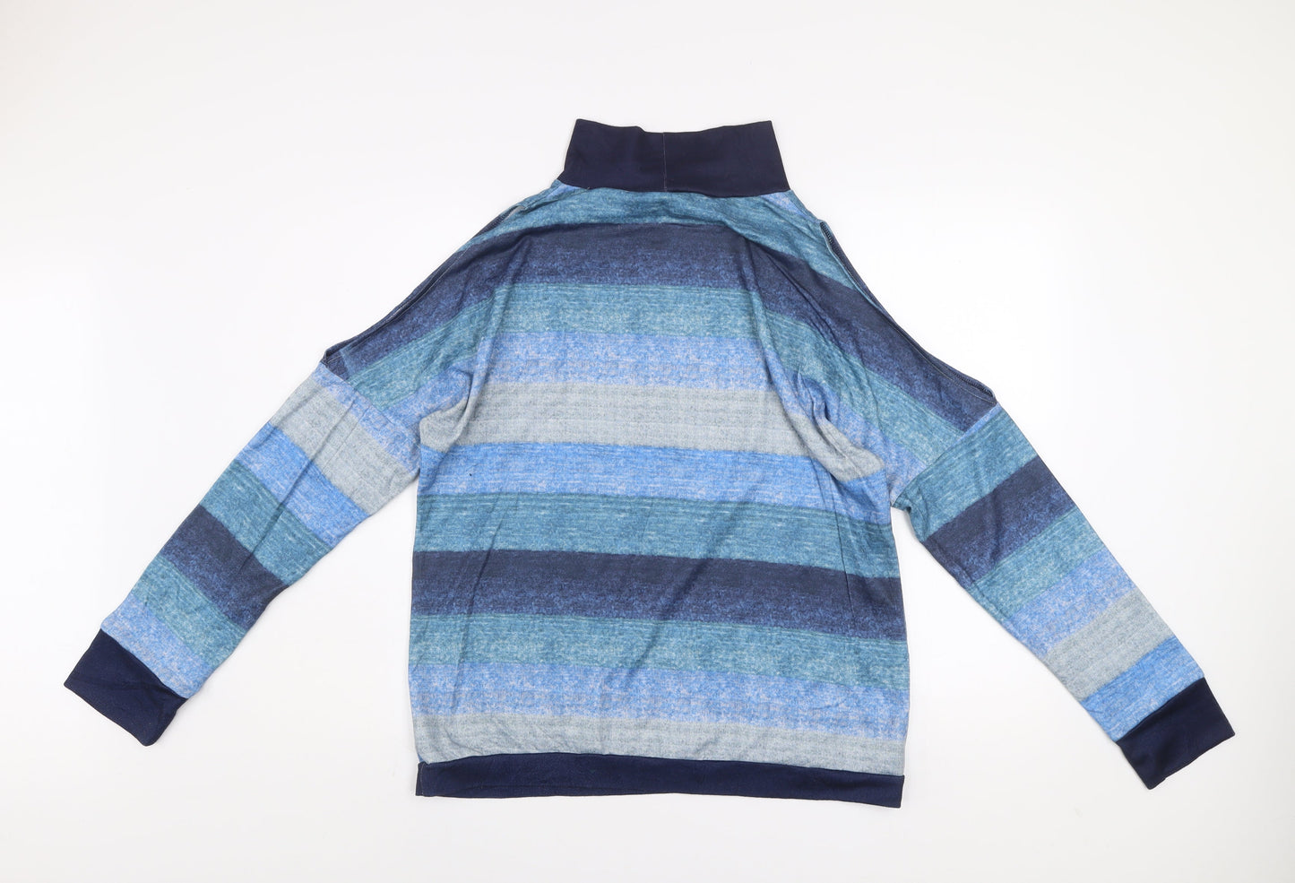 Yoins Women Blue Striped Roll Neck Long Sleeve Pullover Jumper Size 18