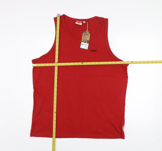 Lee Cooper Men's Red Cotton Sleeveless Vest Top XL