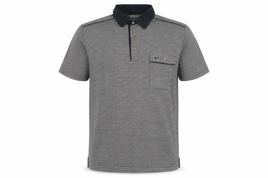Wolsey Men's Grey Geometric Short Sleeve Cotton Polo Shirt Size M