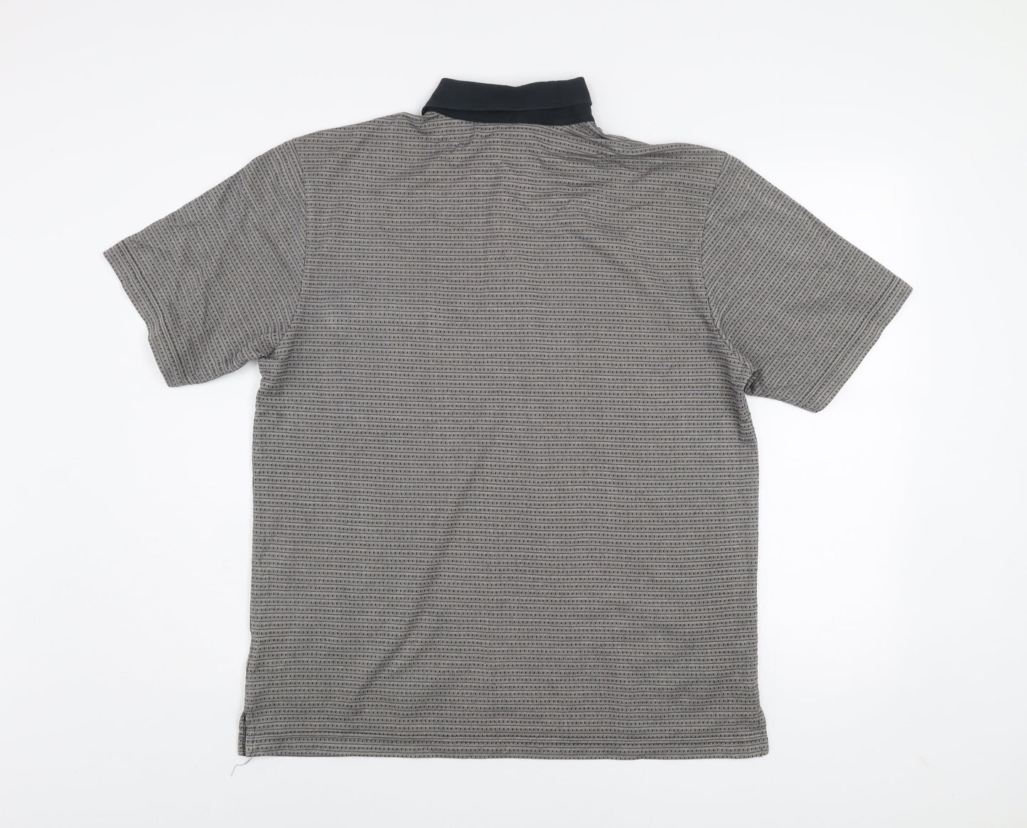 Wolsey Men's Grey Geometric Short Sleeve Cotton Polo Shirt Size M
