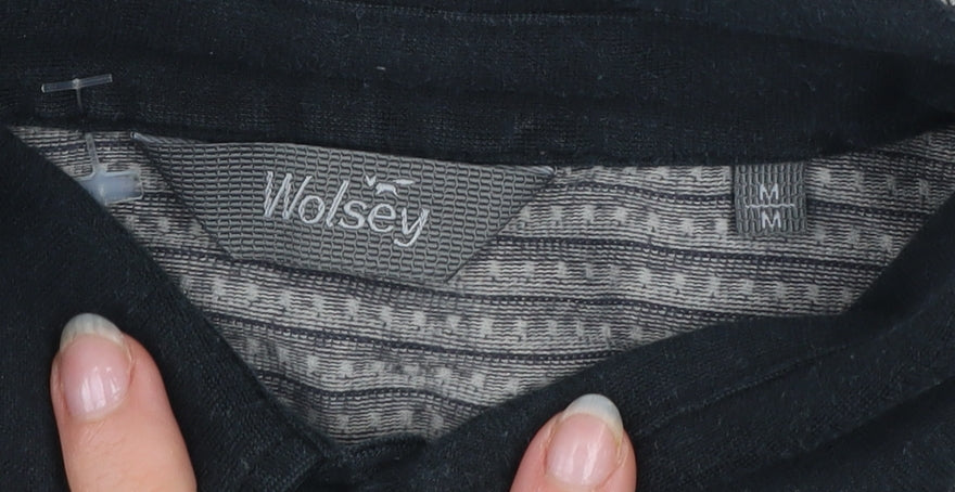 Wolsey Men's Grey Geometric Short Sleeve Cotton Polo Shirt Size M