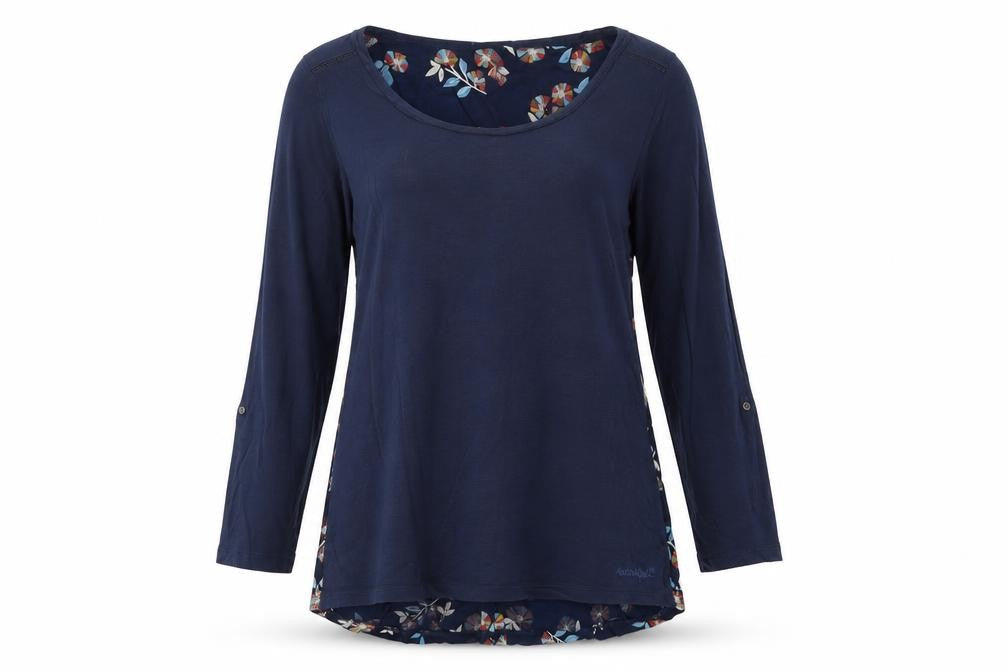 Weird Fish Women's Blue Floral Tunic Blouse Size 12 Long Sleeve