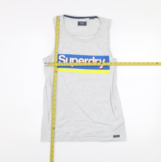 Superdry Men's Grey Sleeveless Tank Top Size M Casual Sports Vest