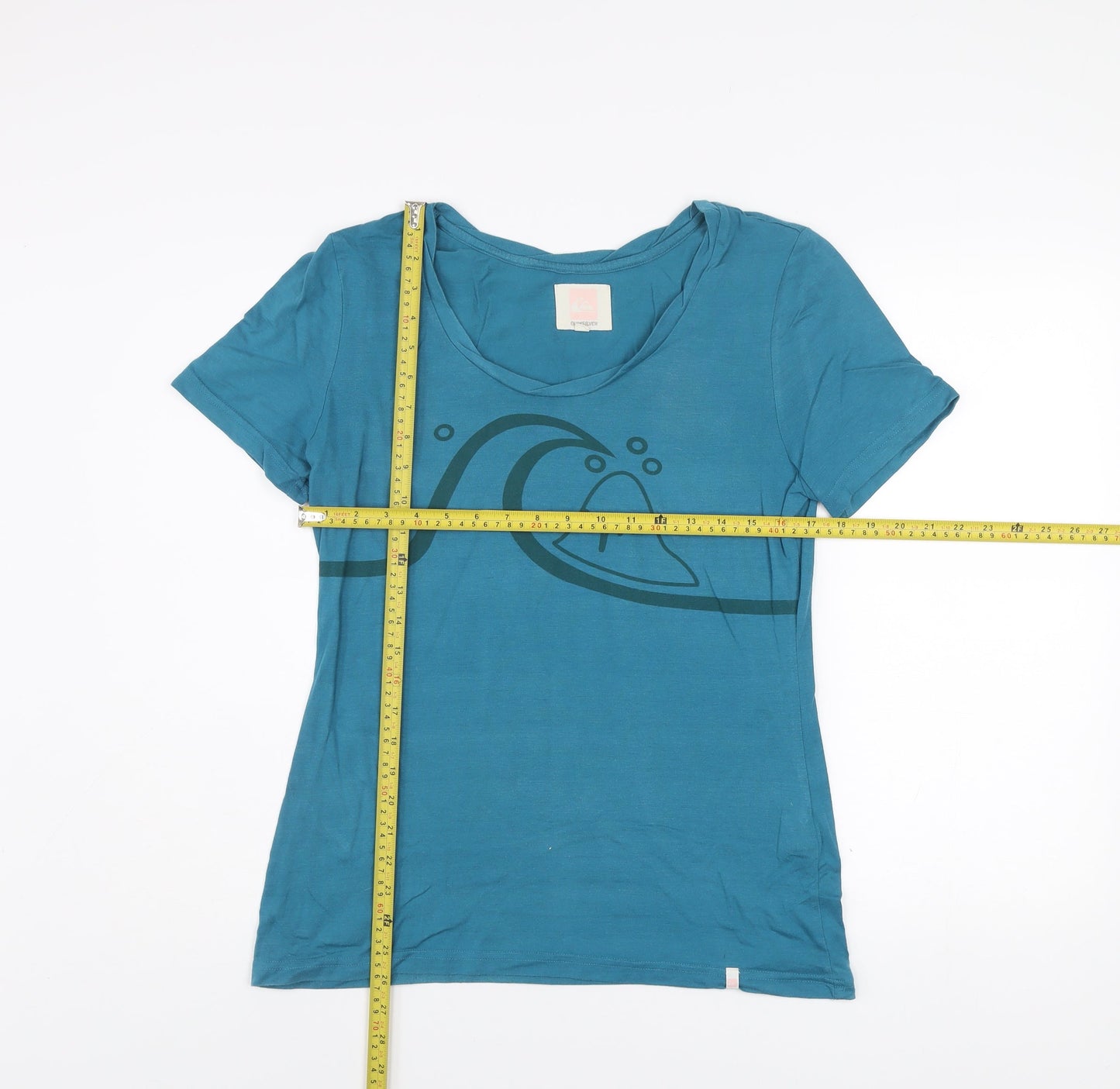 Quiksilver Women's Blue Scoop Neck Cotton Blend T-Shirt L