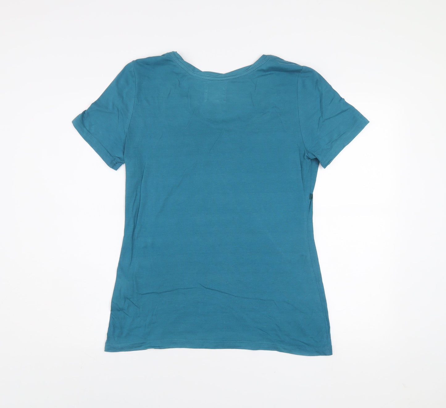 Quiksilver Women's Blue Scoop Neck Cotton Blend T-Shirt L
