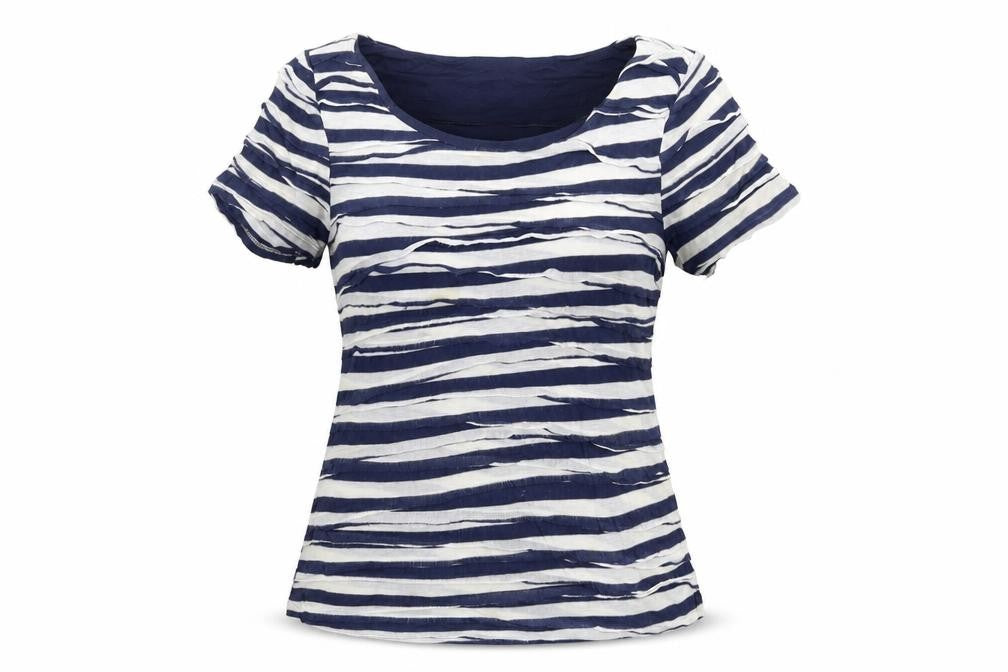 Phase Eight Womens Blue Striped Jersey T-Shirt Size 10