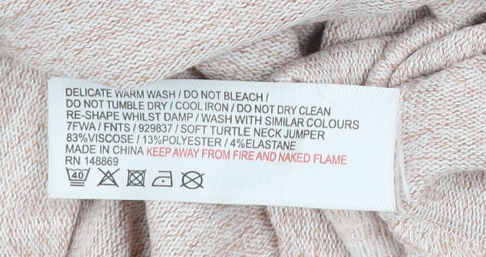 FatFace Women's Beige Roll Neck Long Sleeve Knit Jumper Size S