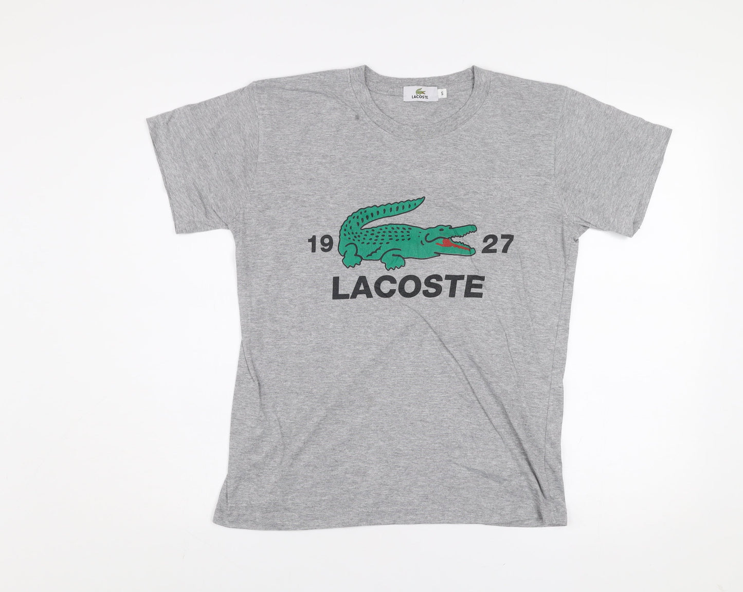 Lacoste Men's Grey Graphic Print Crew Neck Short Sleeve T-Shirt Size S