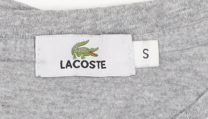 Lacoste Men's Grey Graphic Print Crew Neck Short Sleeve T-Shirt Size S