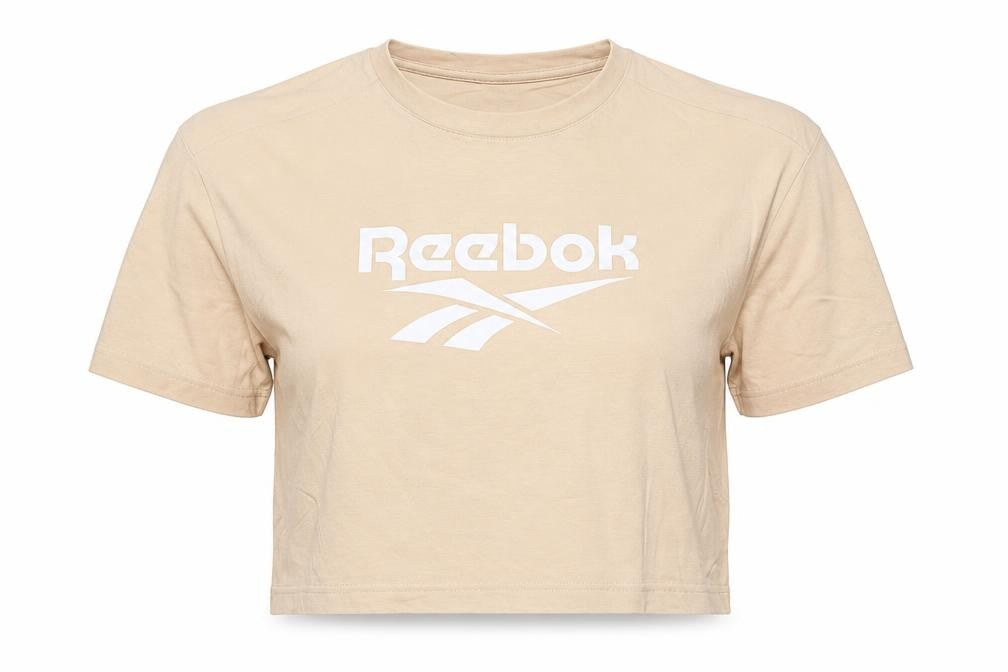 Womens UK Size S Reebok Beige Cotton Blend T-Shirt