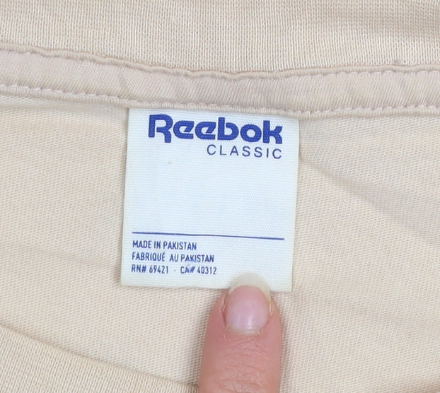 Reebok Women Beige Cropped T-Shirt S Short Sleeve Casual Top