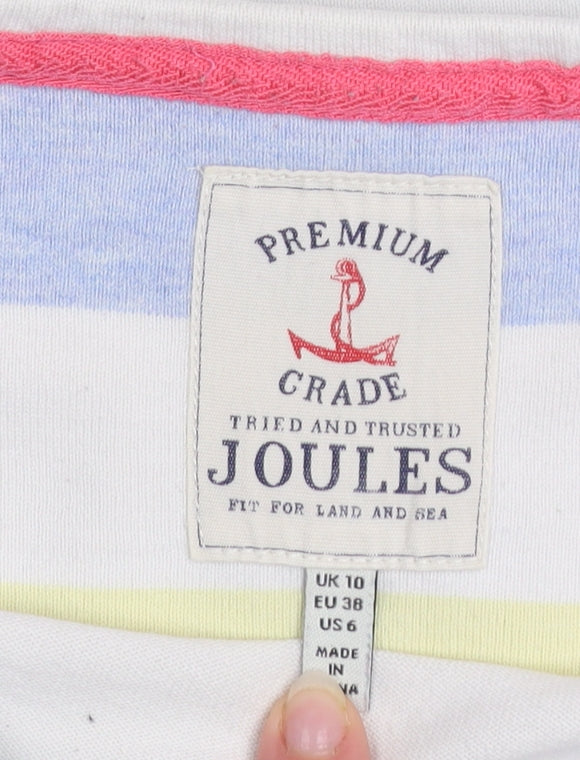 Joules Women's Multicoloured Striped Cotton Pullover Jumper UK 10