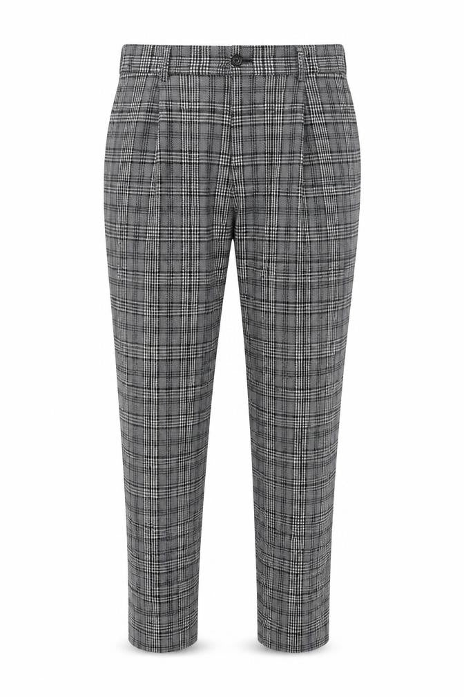 ZARA Men's Grey Check Pleated Trousers Size 31 Regular Fit Tweed Style