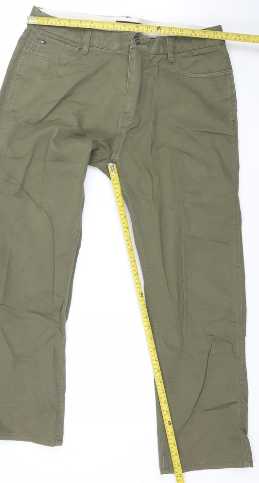 Tommy Hilfiger Men's Green Chino Trousers 36x30 Regular Fit