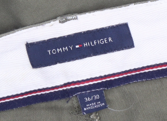 Tommy Hilfiger Men's Green Chino Trousers 36x30 Regular Fit