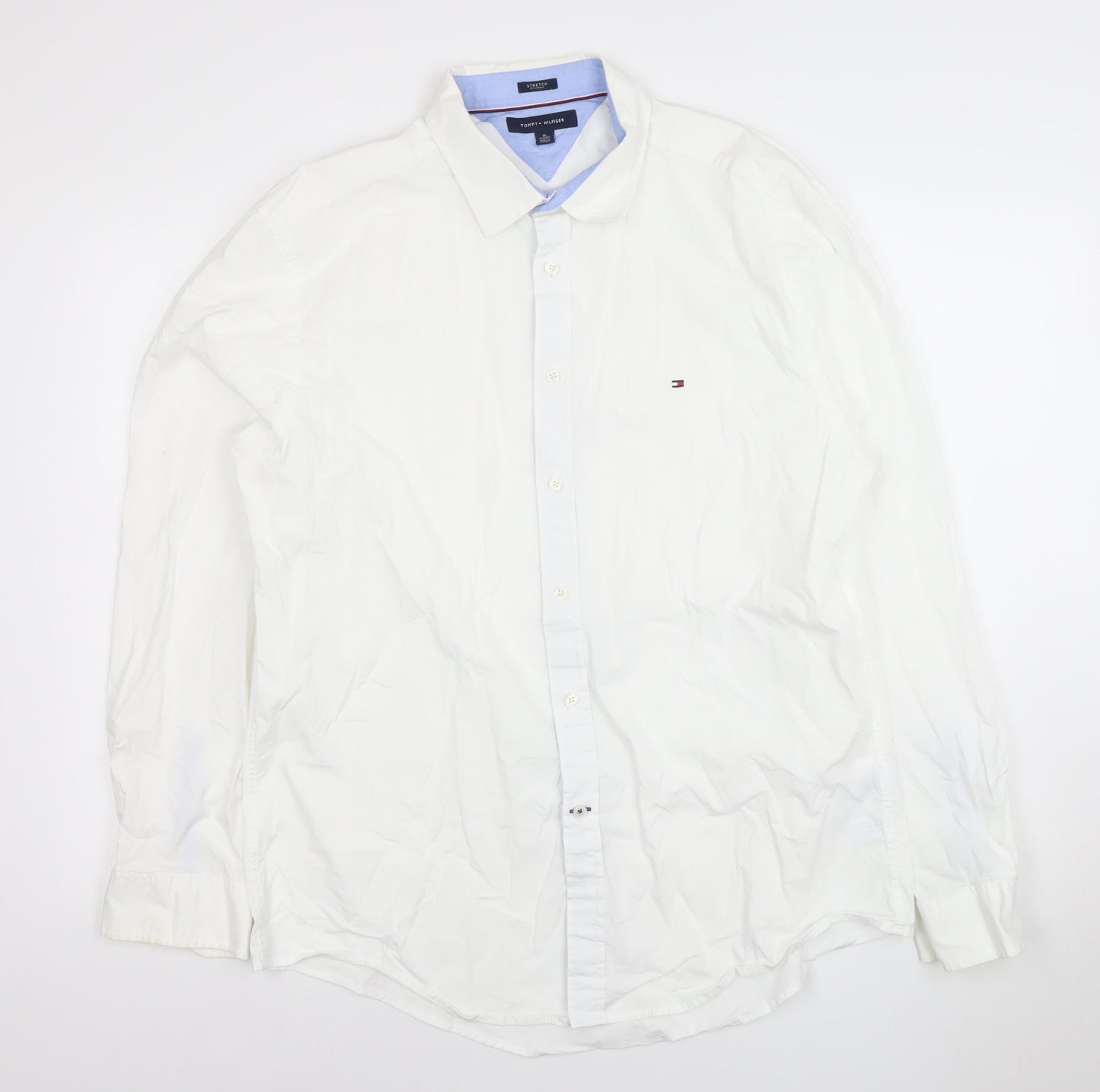 Tommy Hilfiger Men's White Stretch Button-Up Shirt XL Long Sleeve