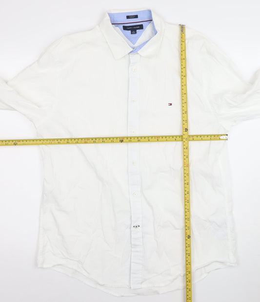 Tommy Hilfiger Men's White Stretch Button-Up Shirt XL Long Sleeve