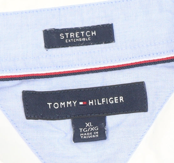 Tommy Hilfiger Men's White Stretch Button-Up Shirt XL Long Sleeve