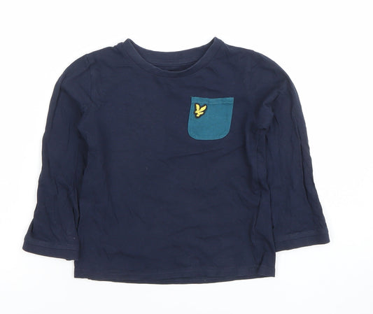 Lyle & Scott Junior Boys Blue Long Sleeve Cotton Pocket T-Shirt 3-4 Years