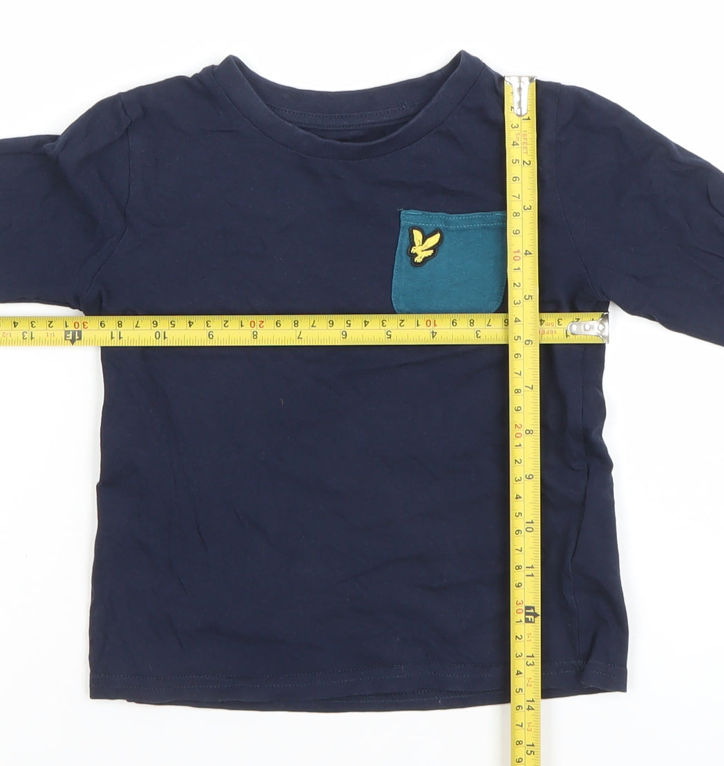 Lyle & Scott Junior Boys Blue Long Sleeve Cotton Pocket T-Shirt 3-4 Years
