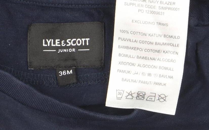 Lyle & Scott Junior Boys Blue Long Sleeve Cotton Pocket T-Shirt 3-4 Years