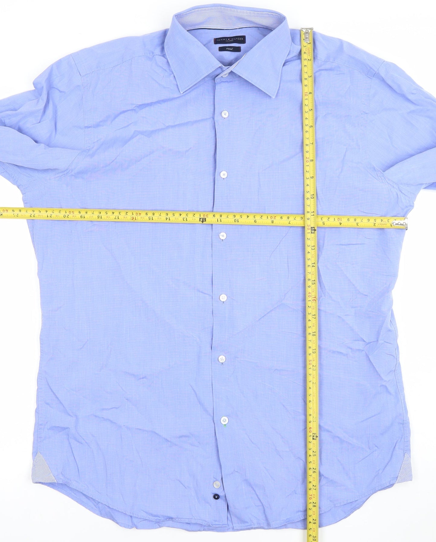 Tommy Hilfiger Men’s Blue Slim Fit Long Sleeve Button-Up Shirt Size 16.5