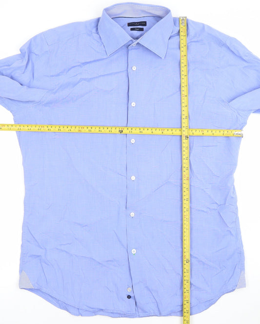 Tommy Hilfiger Men’s Blue Slim Fit Long Sleeve Button-Up Shirt Size 16.5