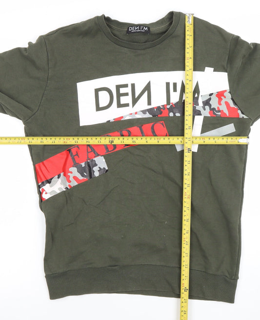 DEN I’M Khaki Graphic Cotton Sweatshirt Women M Regular Fit