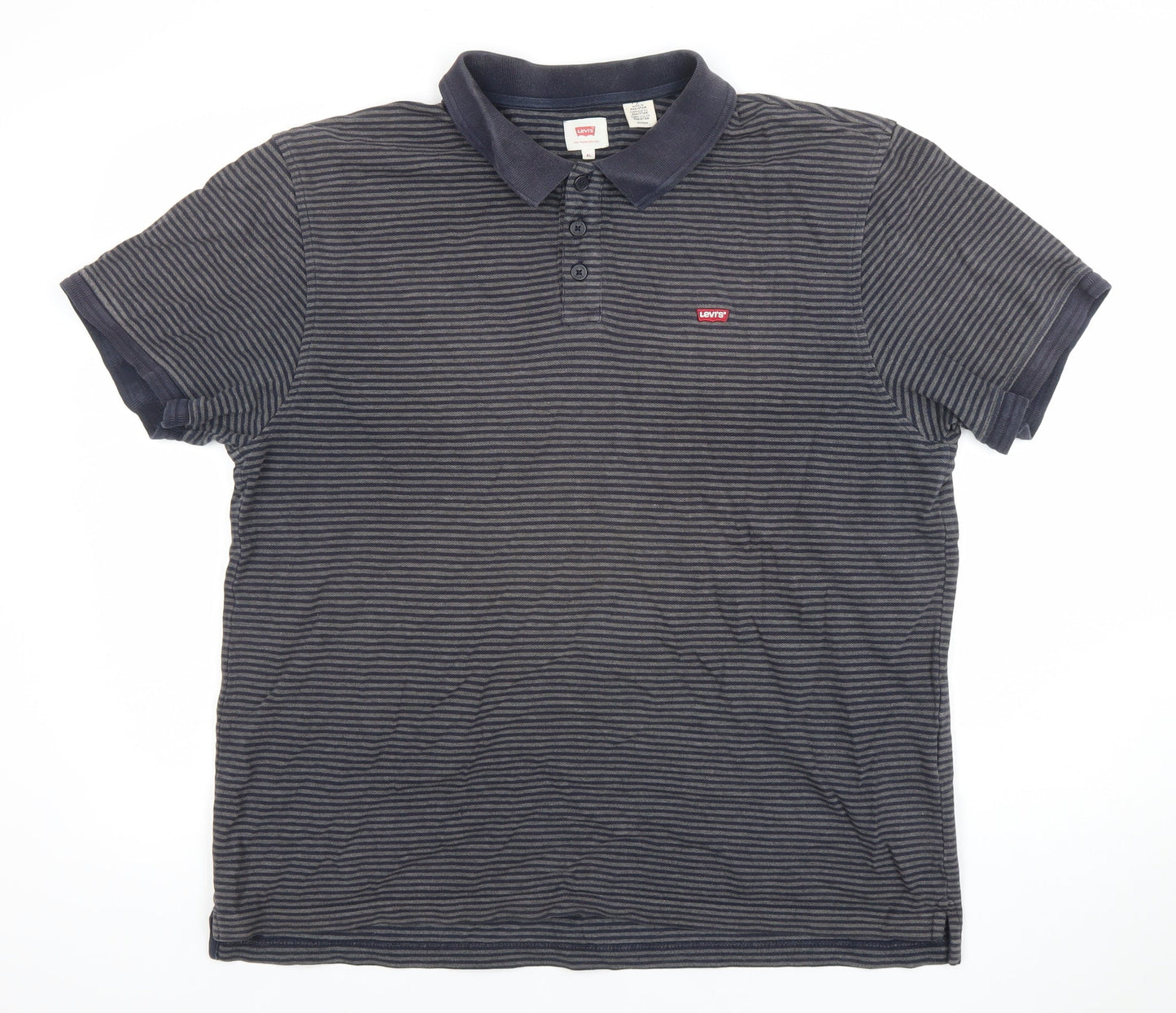 Levi's Men's Blue Striped Cotton Polo Shirt XL