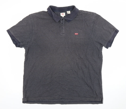 Levi's Men's Blue Striped Cotton Polo Shirt XL
