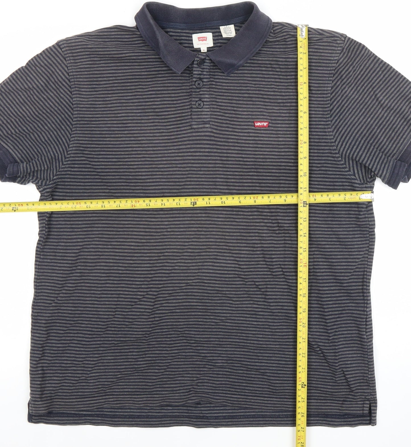 Levi's Men's Blue Striped Cotton Polo Shirt XL