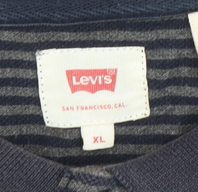 Levi's Men's Blue Striped Cotton Polo Shirt XL