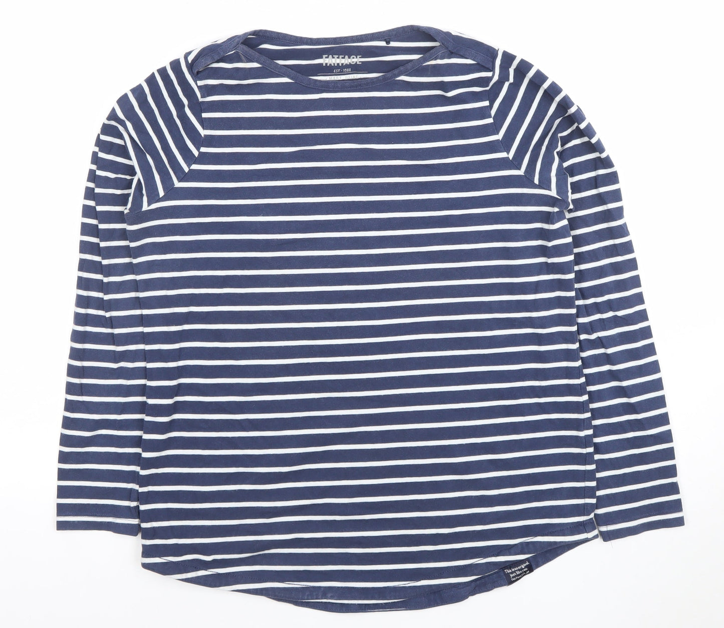 FatFace Women Blue Striped Long Sleeve Cotton T-Shirt Size 12