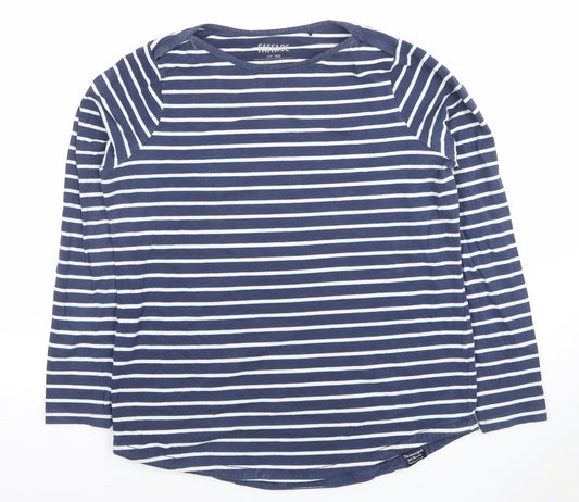 FatFace Women Blue Striped Long Sleeve Cotton T-Shirt Size 12