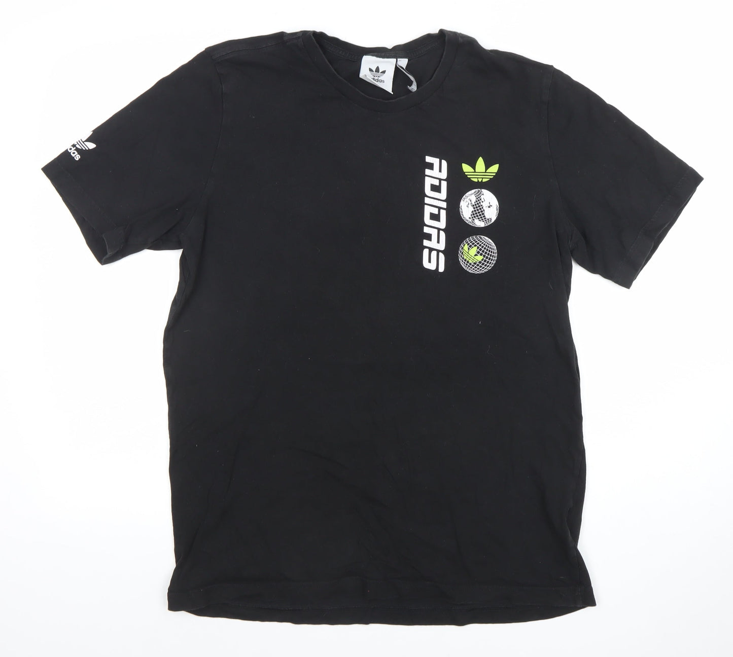 Adidas Men’s Black Graphic Sports T-Shirt Size M Cotton Crew Neck