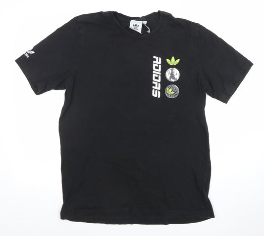 Adidas Men’s Black Graphic Sports T-Shirt Size M Cotton Crew Neck