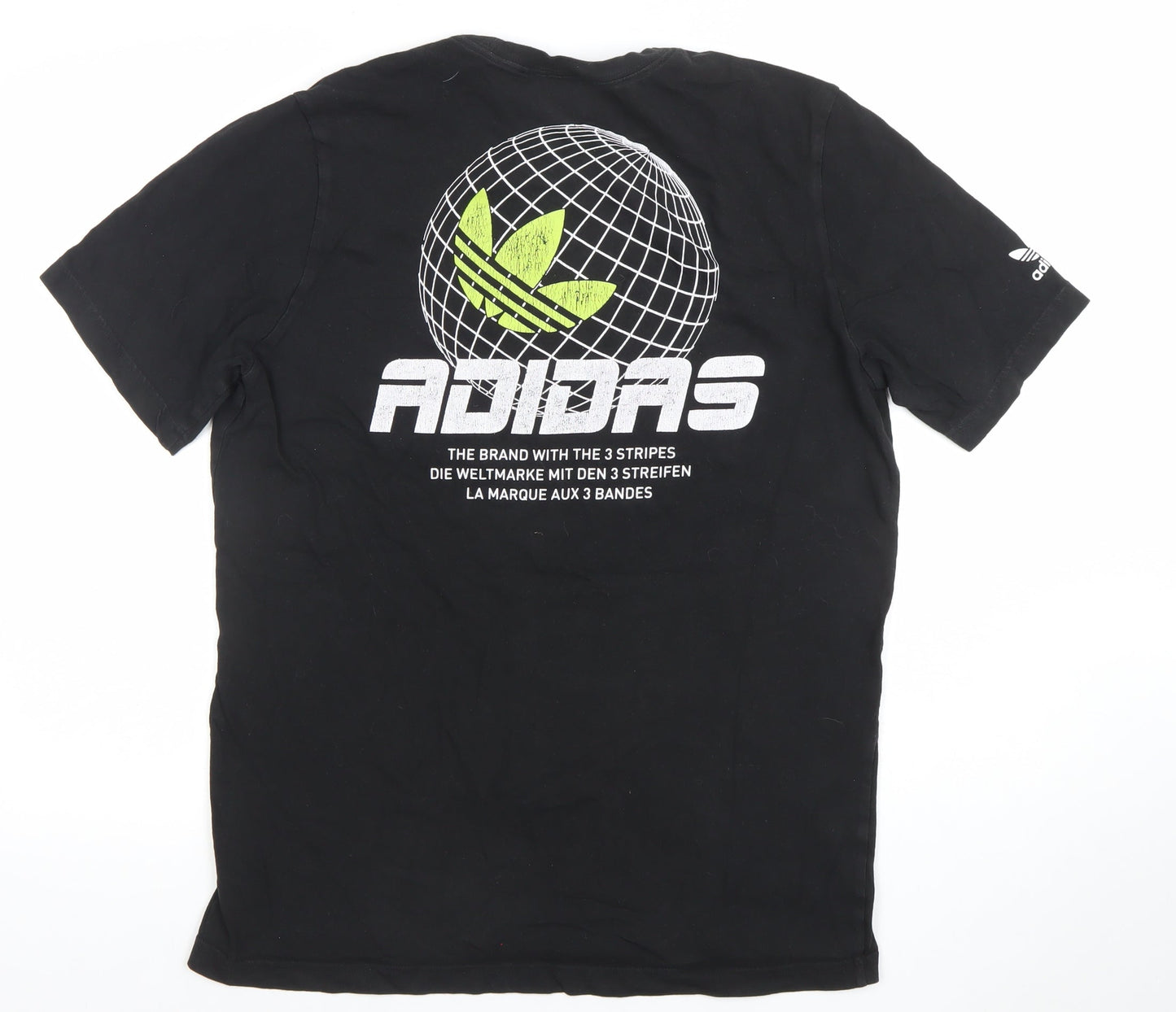 Adidas Men’s Black Graphic Sports T-Shirt Size M Cotton Crew Neck